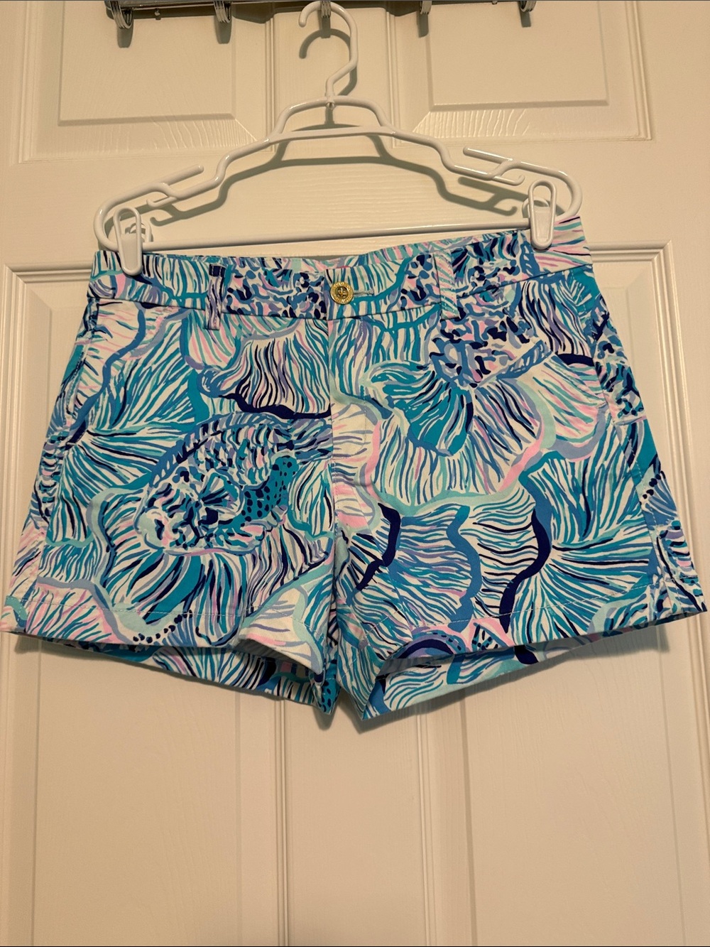 Lilly Pulitzer Aqua & Navy Tropical Print Shorts